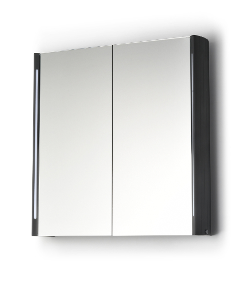 spoguļskapis ar apgaismojumu Zenit Black, 500 mm, h=700 mm, melns